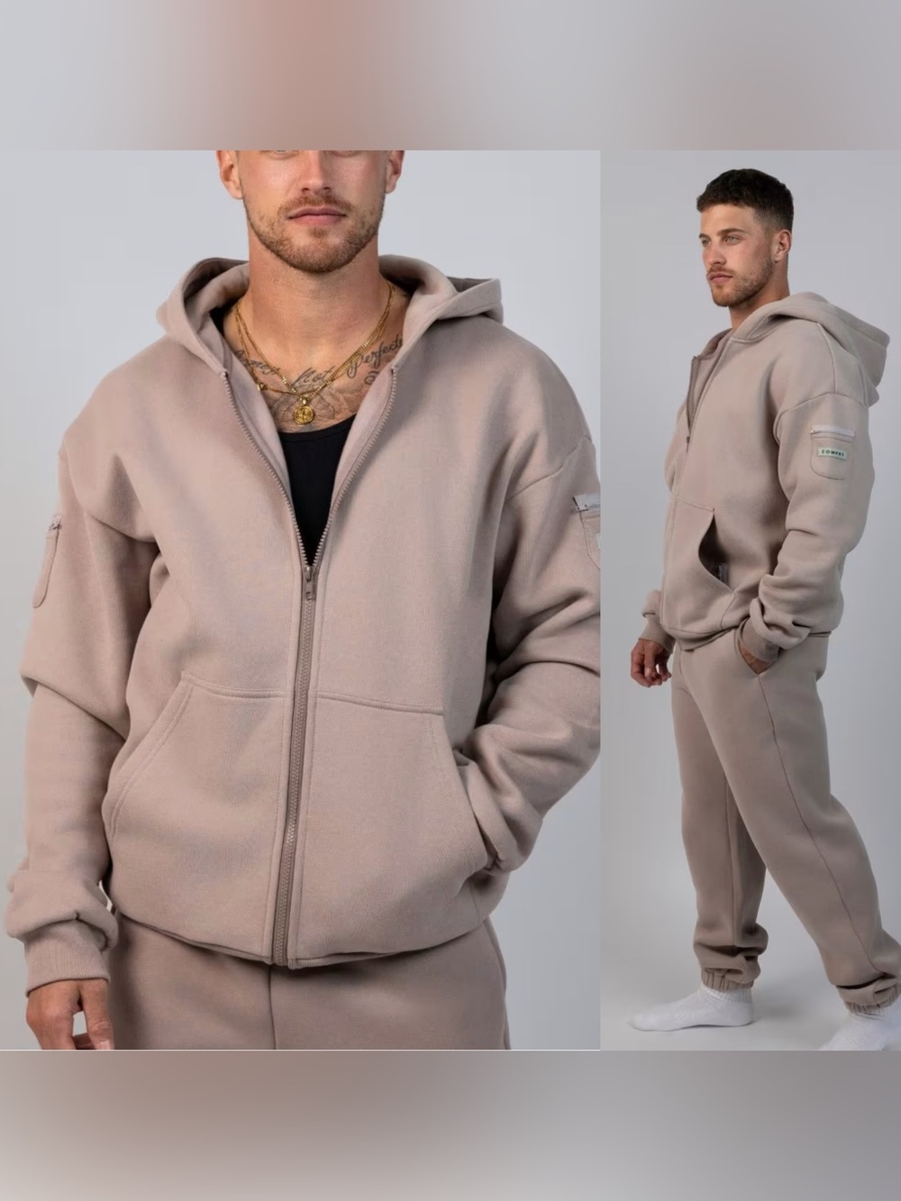 Comfrt Travel Essentials Zip Hoodie- Bark